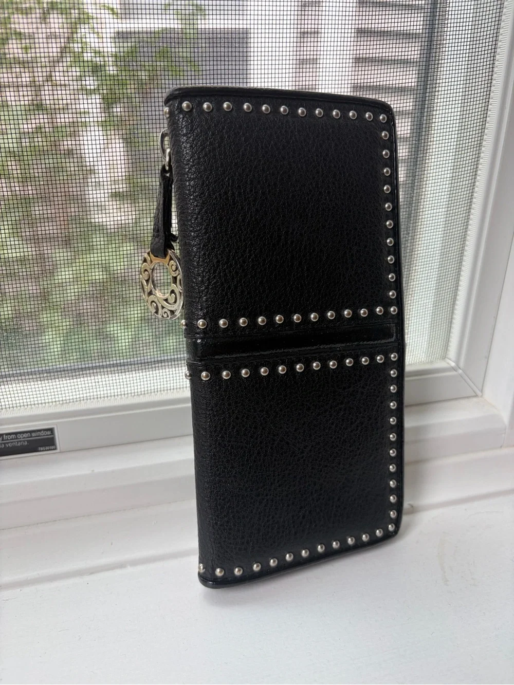 BRIGHTON Pretty Tough Collection WALLET leather, studded organizer wallet black